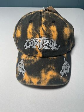Unisex Black and Orange Bleach Tie-Dye Baseball Cap with Embroidery